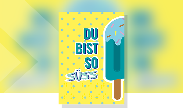 Cover zu Flirtpostkarte mit Braille-Schrift - Motiv "Du bist so süss (Eis)"