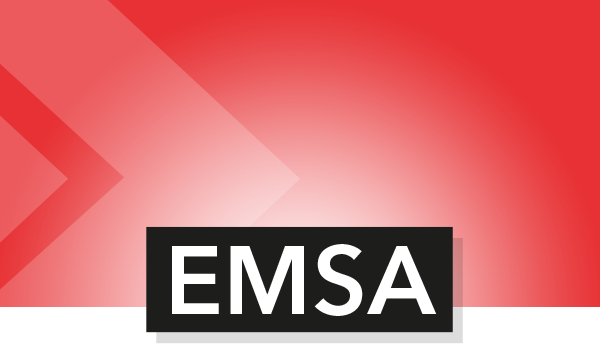 Schriftzug EMSA auf rotem Hintergrund