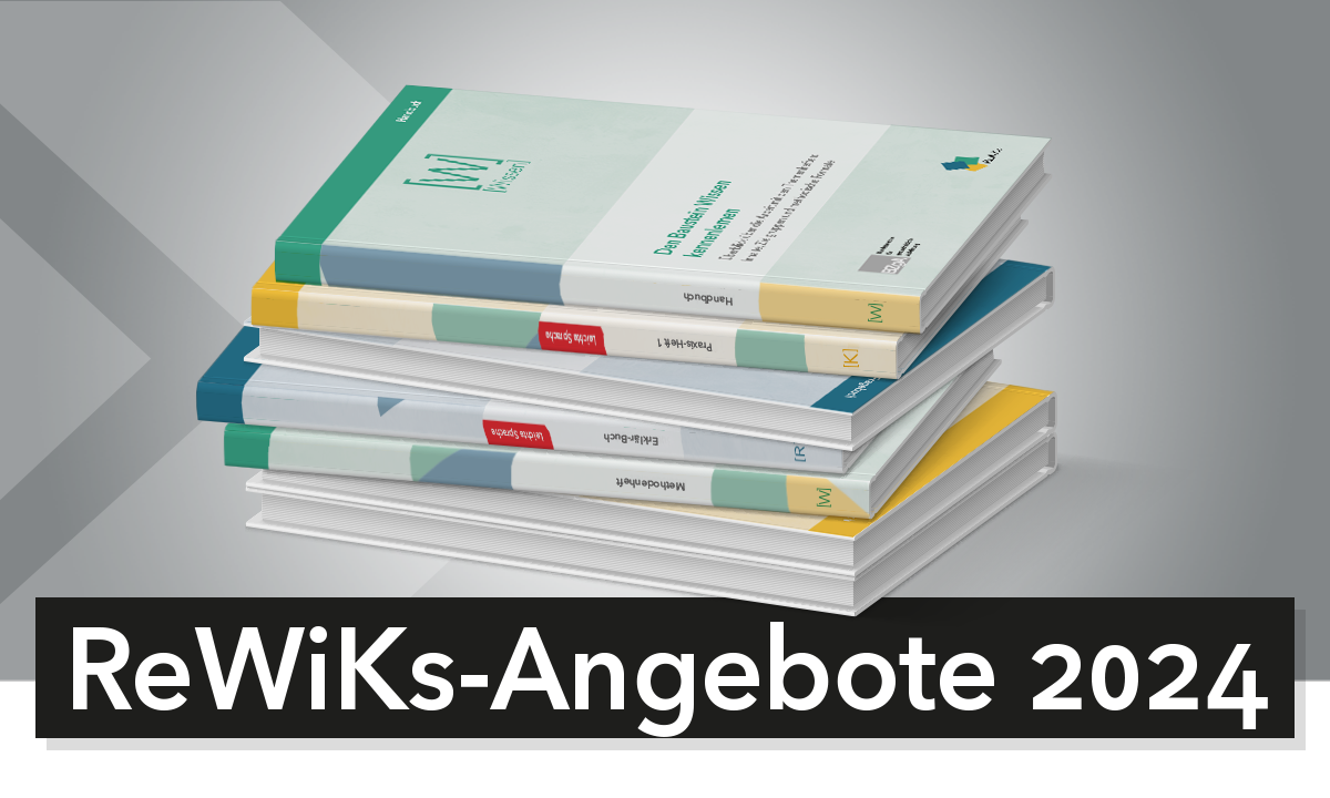 Cover der Publikationen aus dem ReWiKs-Medienpaket mit Schriftzug - ReWiKs-Angebote 2024